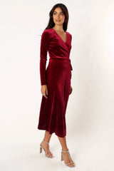Darby Long Sleeve Midi Dress Burgundy