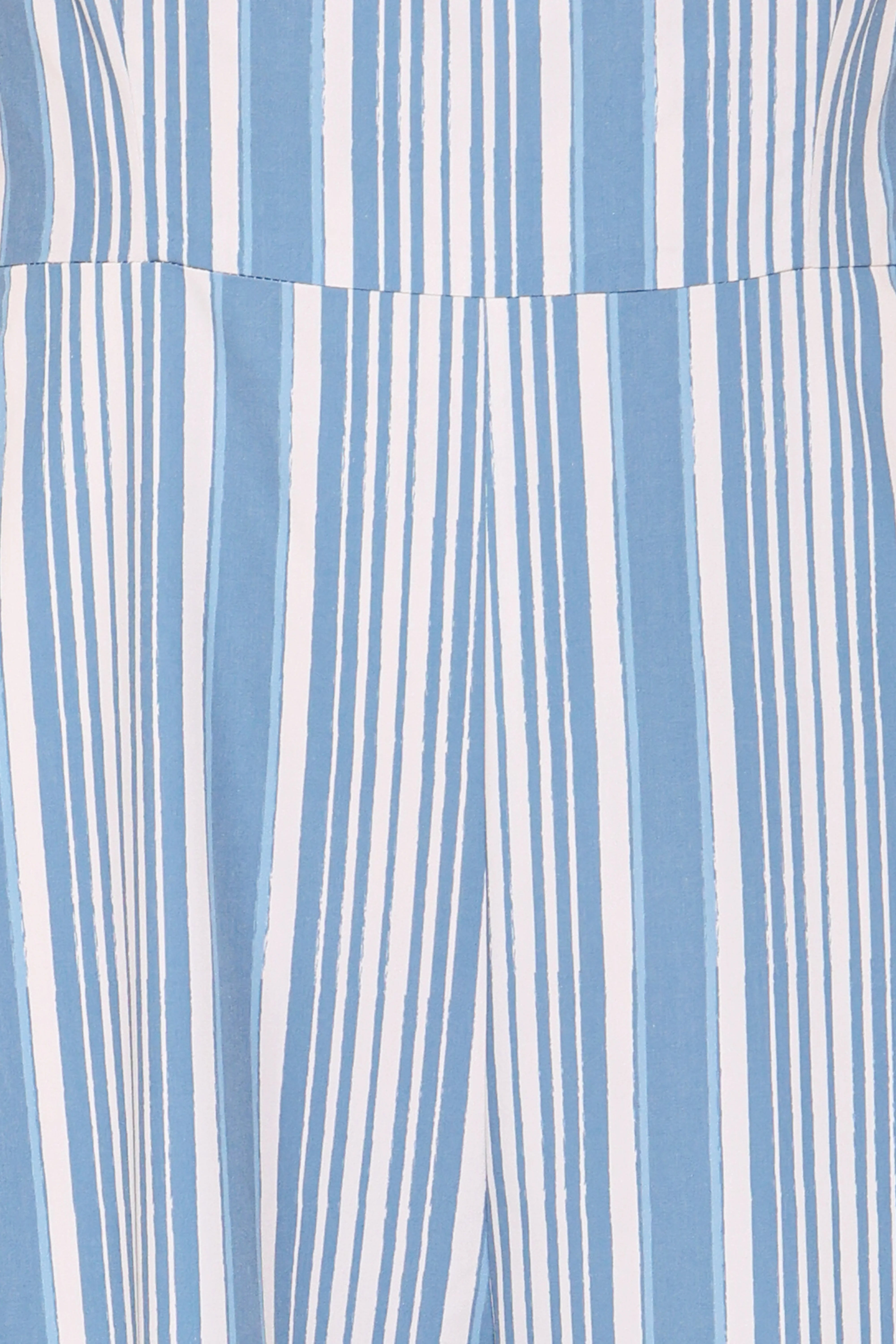 Ella Tie Shoulder Jumpsuit Blue White Stripe