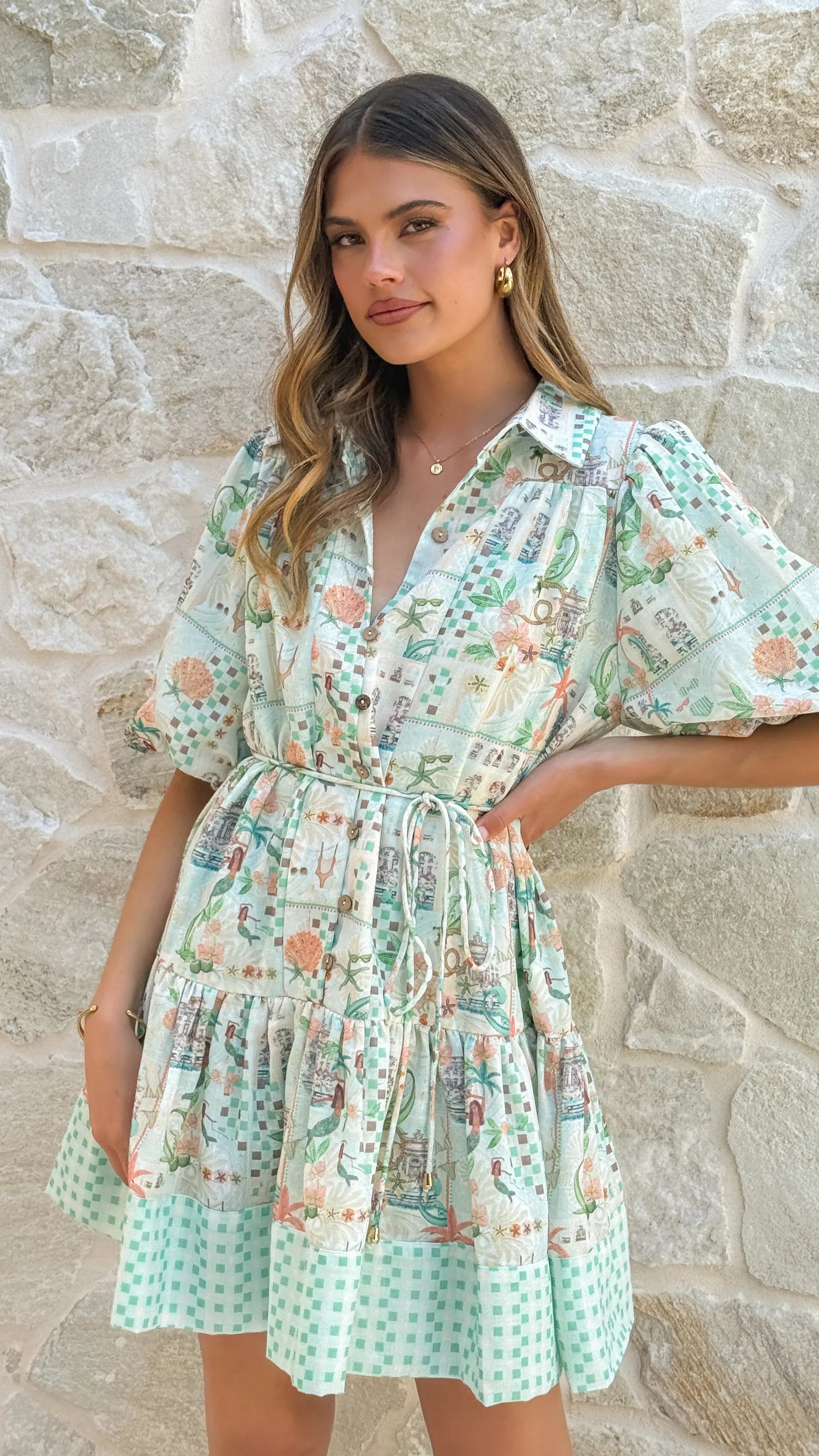 Nalita Mini Dress Blue Print