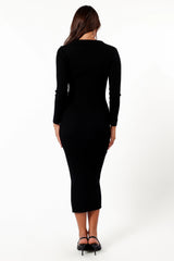 Collins Long Sleeve Midi Dress Black