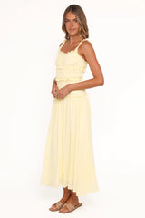 Enola Gather Midi Dress Yellow