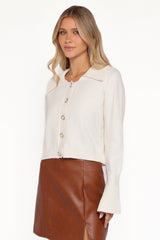 Thelma Trumpet Sleeve Cardigan Cream