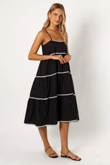 Loella Tiered Midi Dress Black