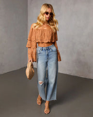 Cinnamon Trail Tiered Lace Crop Top