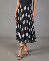 Evening Icon Pleated Polka Dot Midi Skirt