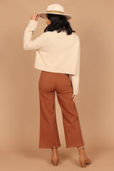 Georgette High Waisted Straight Leg Pants Brown