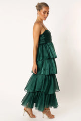 Jace Tiered Maxi Dress Shimmer Emerald