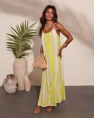 Summer Drift Abstract Striped Maxi Dress