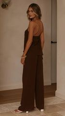 Zabrina Semi Sheer Strapless Top and Pants Set Chocolate