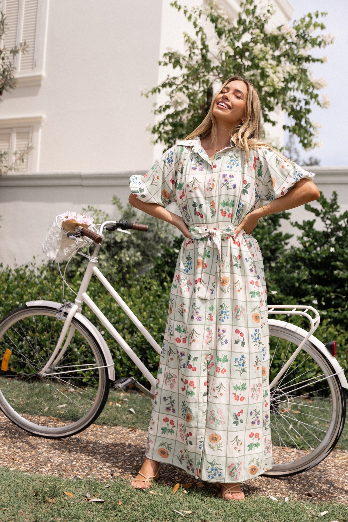 James Button Through Maxi Dress Flower Market