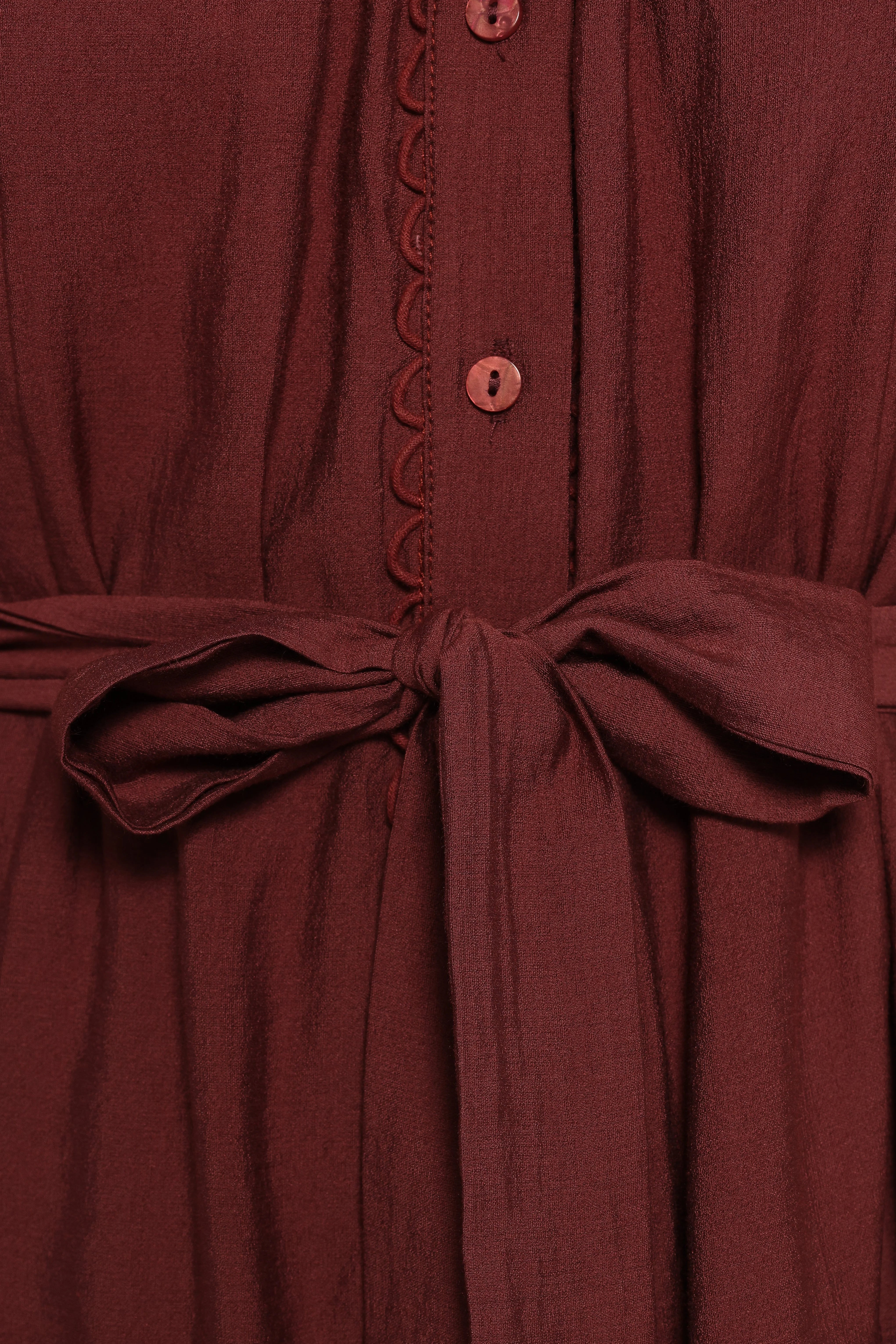 Pierce Long Sleeve Mini Dress Dark Wine